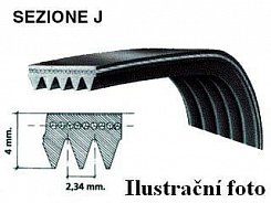 Plochý (víceklínový) řemen 1036 J4 pro pračky. Profil zubů J (hrubší)
