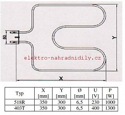 Topné těleso EURO GAS spodní - 518R , 1001/518R