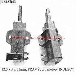 Uhlík s pouzdrem 12,5 x 5 x 32mm, PRAVÝ, pro motory INDESCO, ARISTON, MERLONI, INDESIT - 162AR43