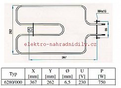 Topné těleso MORA horní- 6280000