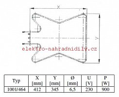 Topné těleso EURO GAS horní - 1001/464