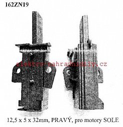 uhlík s pouzdrem PRAVÝ 12,5 x 5 x 32mm